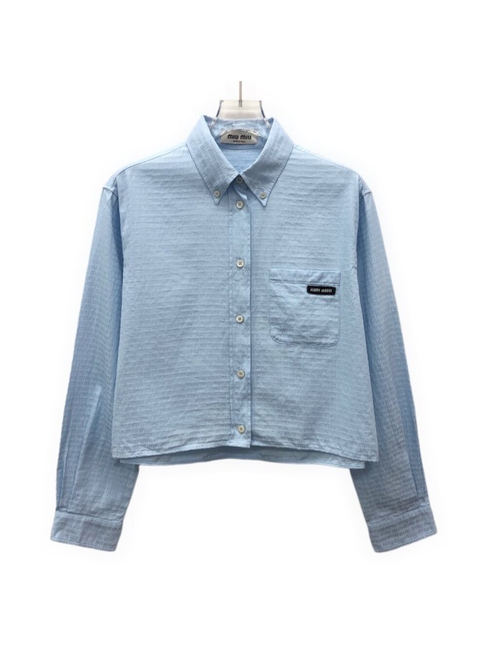 Miu Miu 23 Collection Blue Cotton Long-Sleeve Shirt